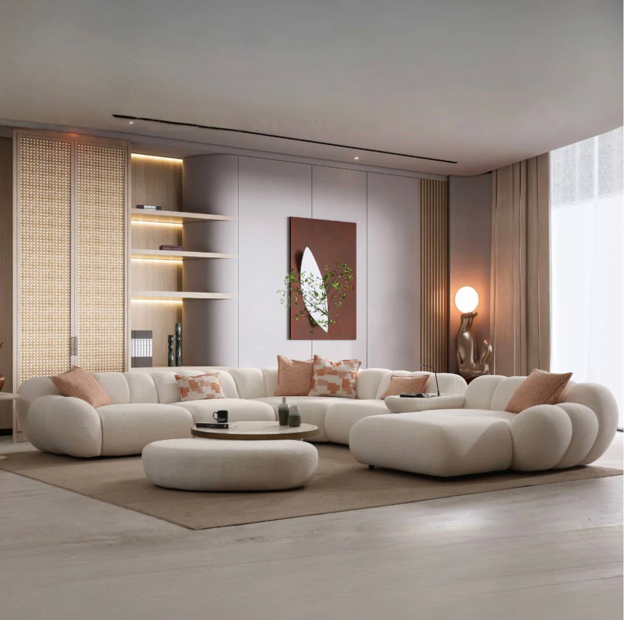 Canapea si coltar Molivo cu tapiterie boucle premium