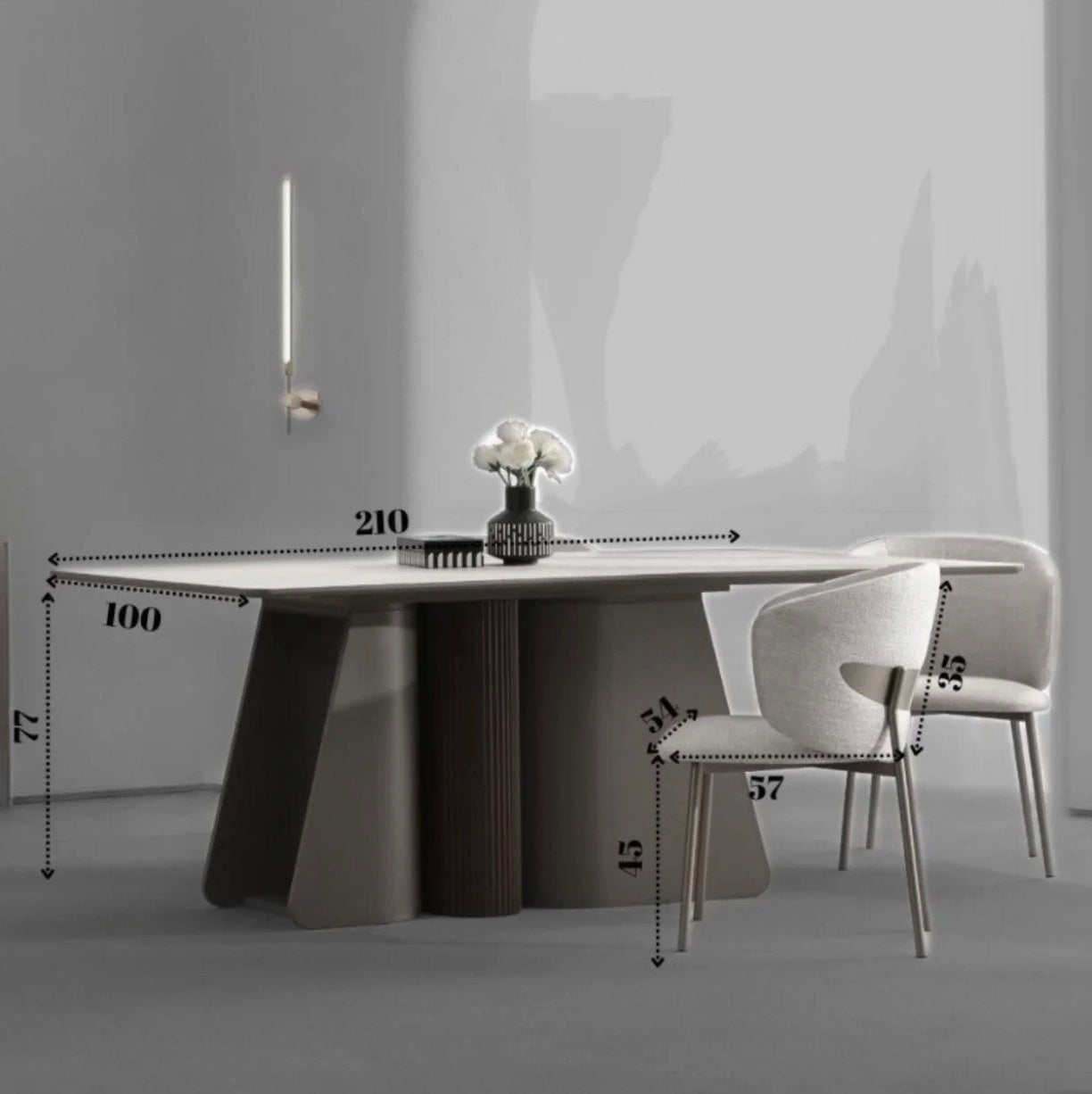 Masă de dining modernă COLȚ cu design organic contemporan