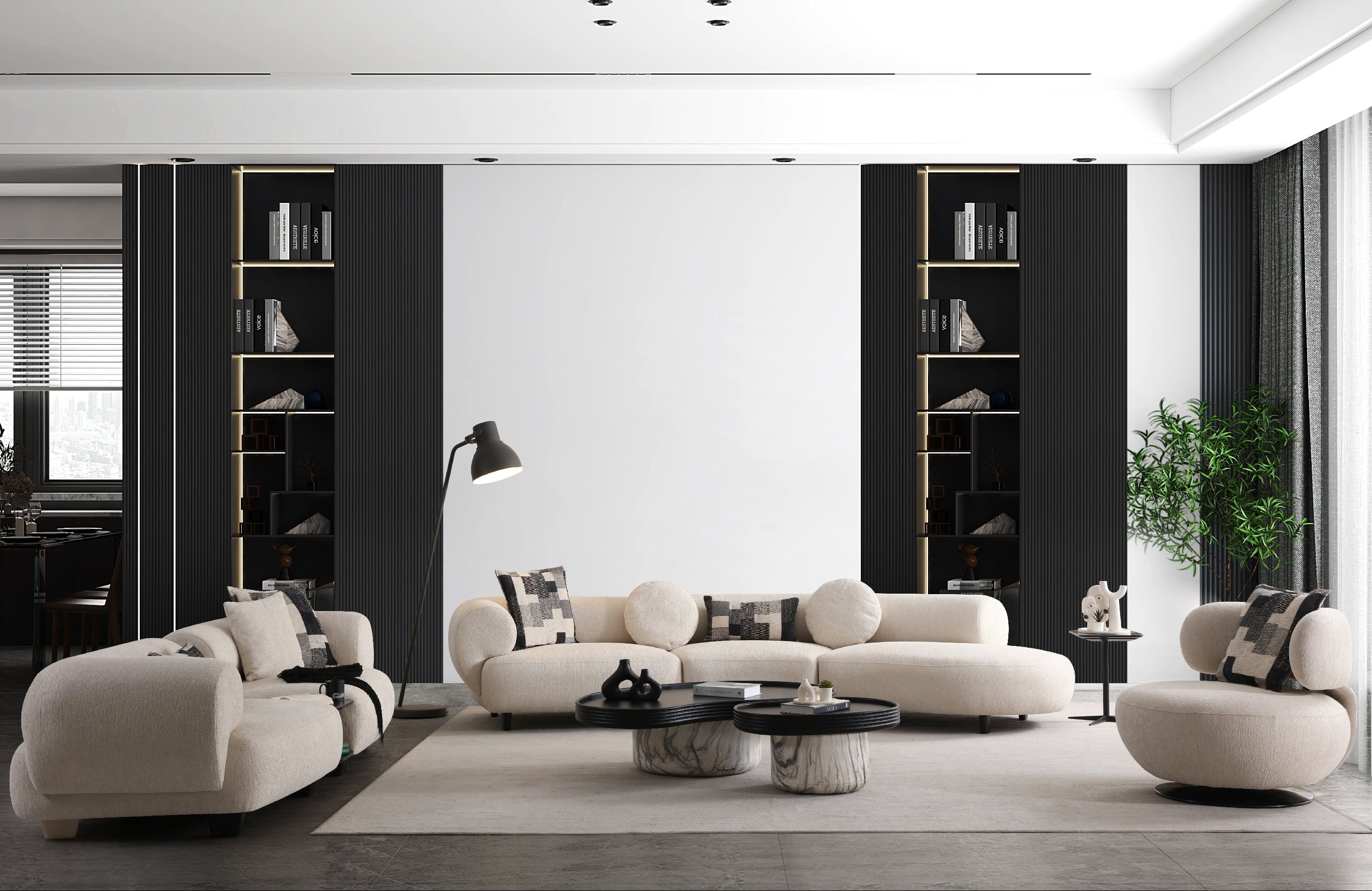 Set canapea și fotolii de lux Noir Luxe, design modern elegant