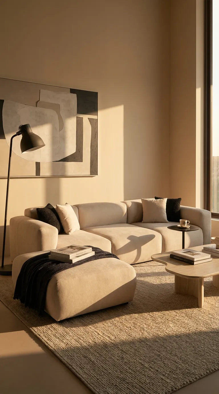 Canapea moderna Luma Cream cu sezut generos