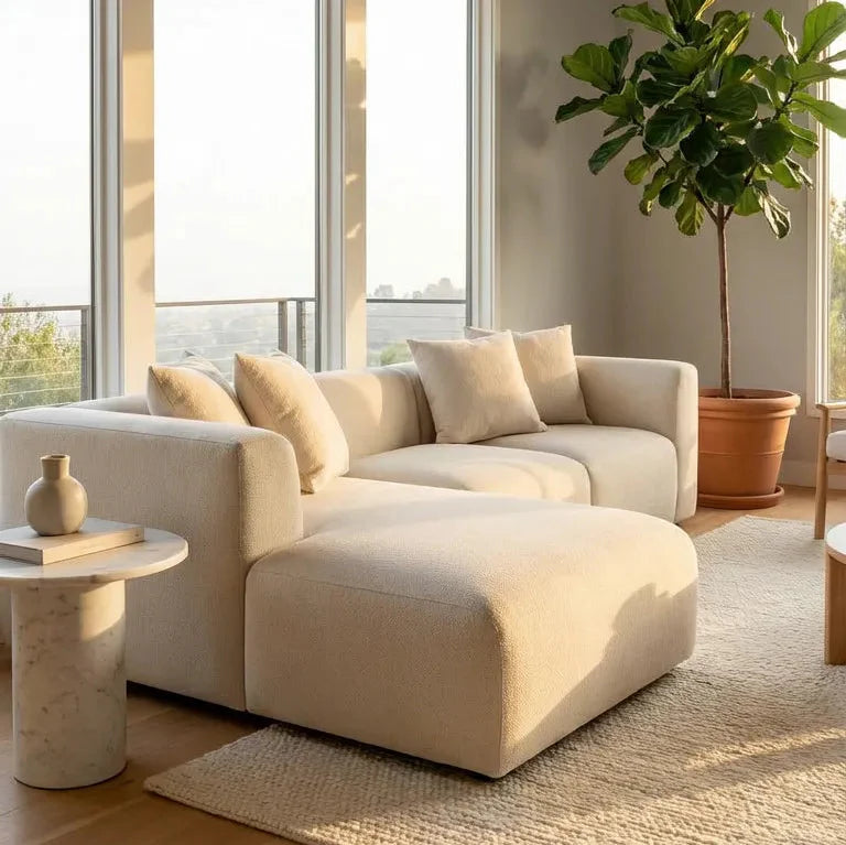 Canapea modulara Aura Cream pentru living luminos