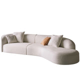 Canapea bouclé crem Ventura, stil contemporan, șezut generos și design curbat