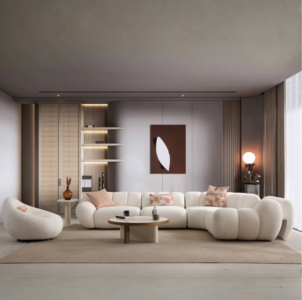 Coltar modular boucle Molivo cu design contemporan