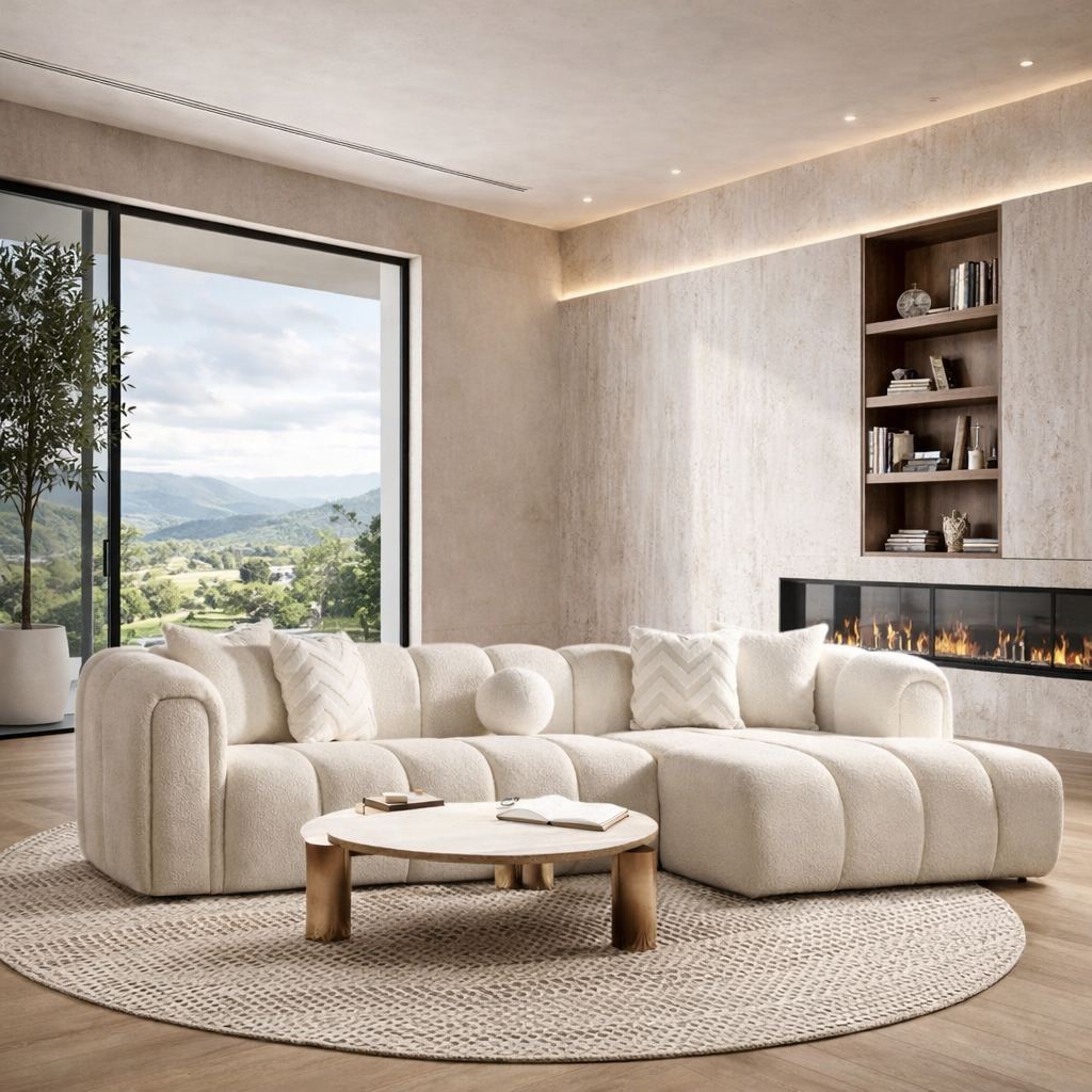 Colțar modern bouclé LONDON pentru living contemporan