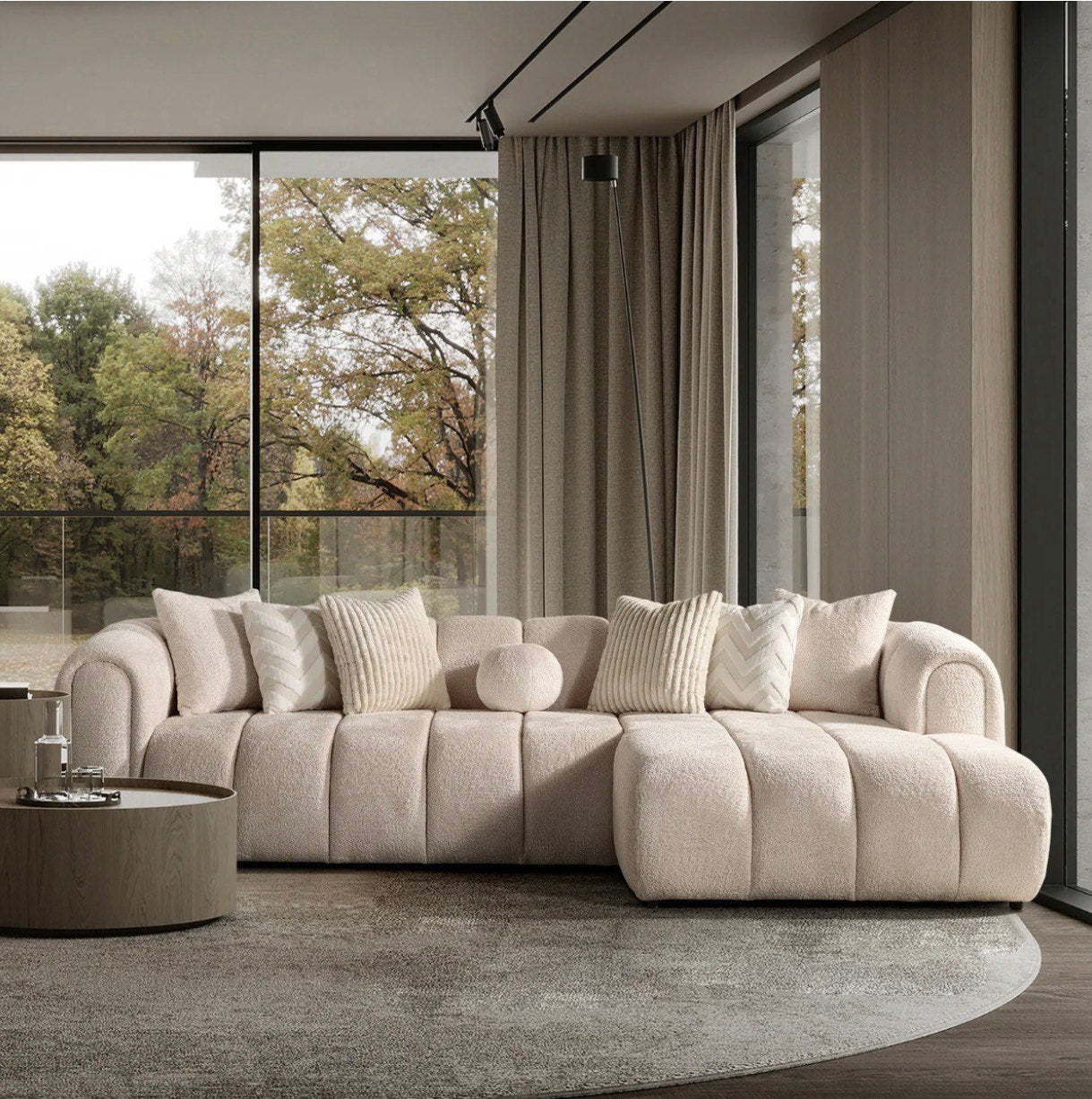Colțar Modern Bouclé LONDON – Design Contemporan pentru Living