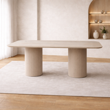 masa dining milano dreptunghiulara design minimalist premium cu picioare cilindrice canelate