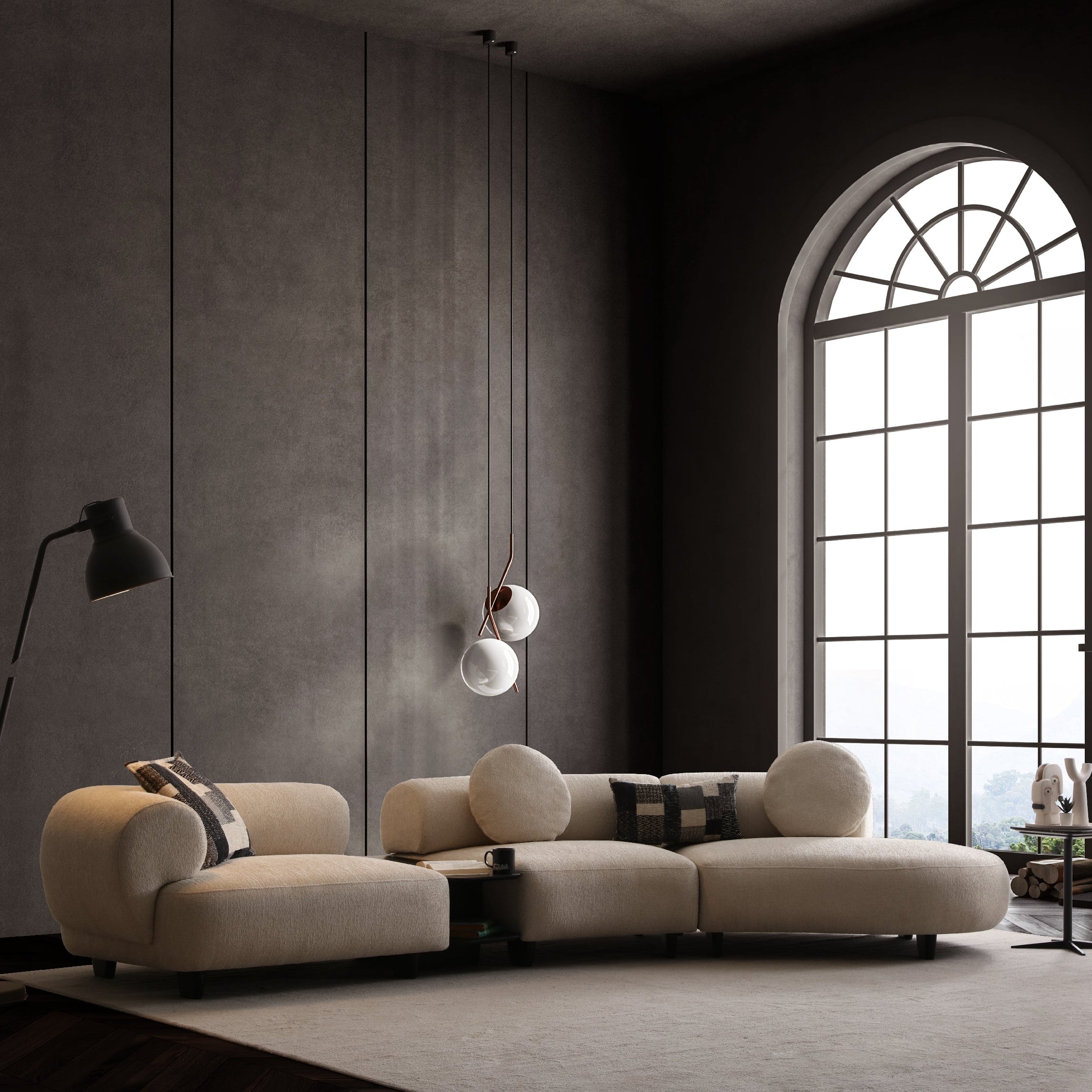Set canapea albă Noir Luxe, design modern