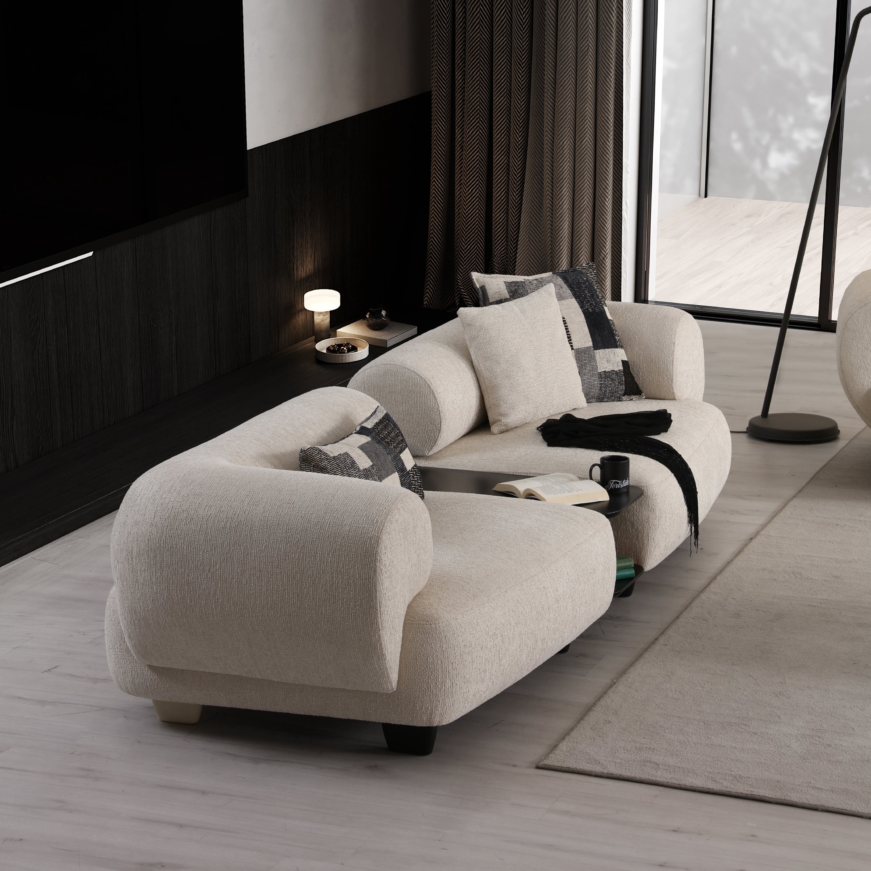 Detaliu tapițerie fină canapea Noir Luxe