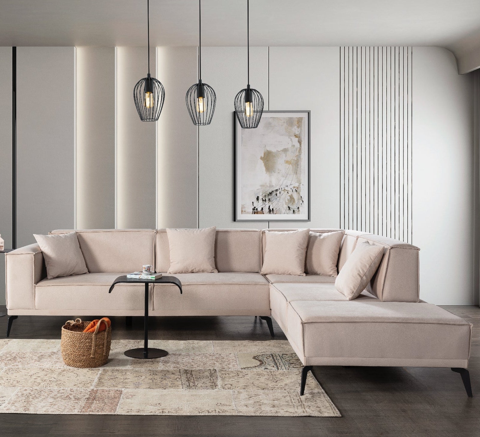 Detaliu material coltar modular Pera, textura textila si finisaj elegant